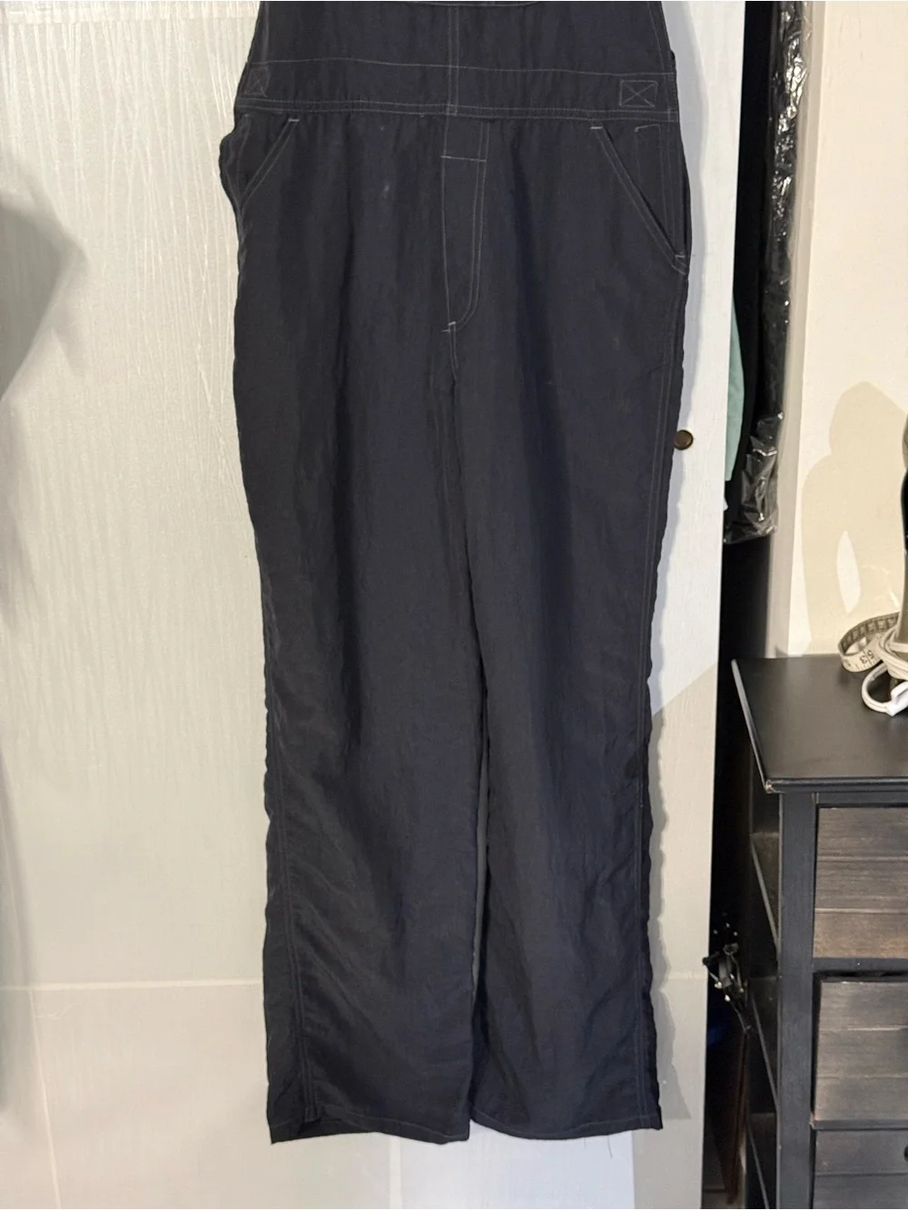 Vintage Y2K UNIONBAY Black Nylon Utility Bib Overalls Size L - Picture 9 of 11